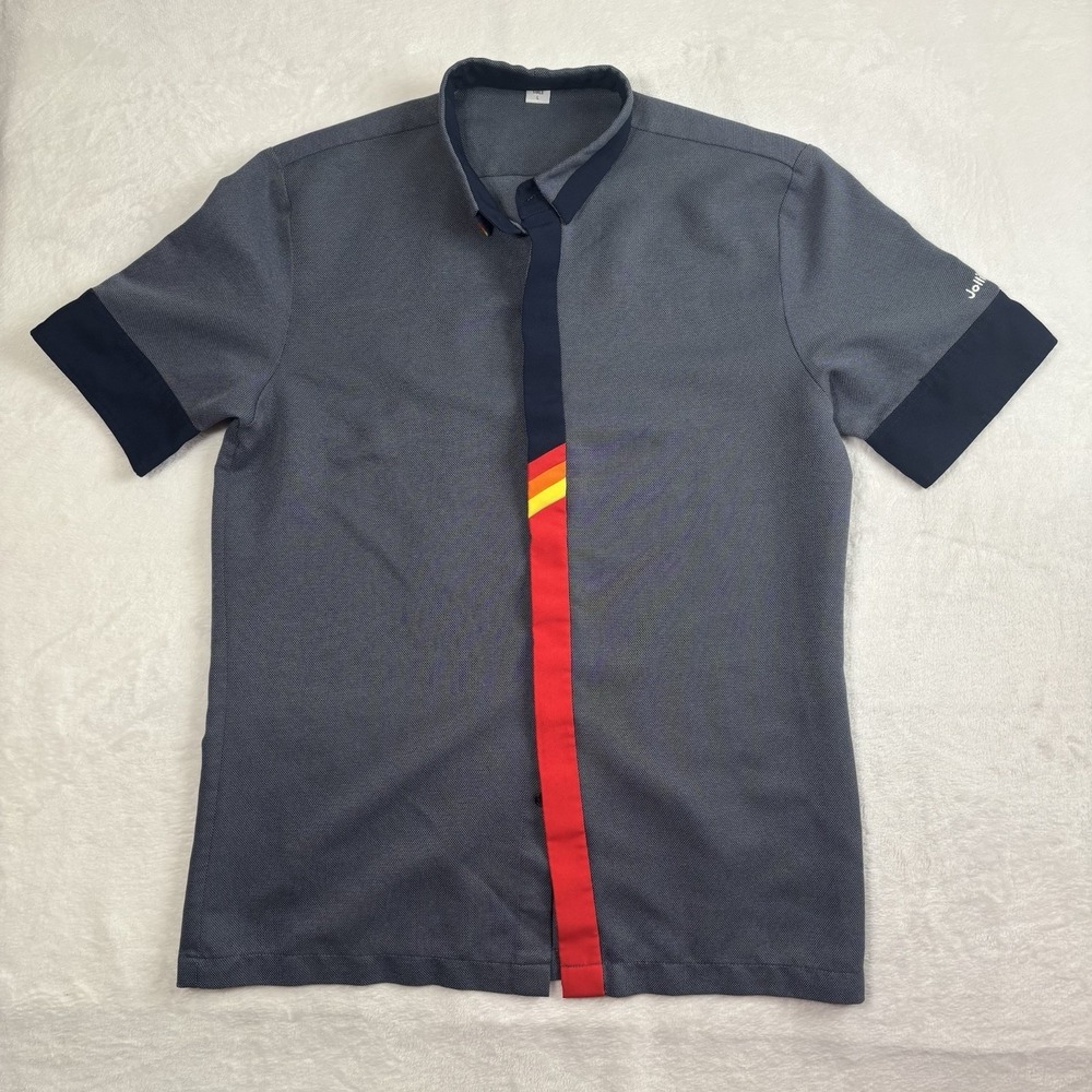 Jollibee Grey Button Up Short Sleeve Collared Work Shirt Uniform Men's‎ Large